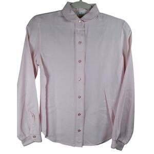 Rare Vintage 70s Wrangler Shirt Women's Teen Size 7 USA Pink Long SL Lace Trim